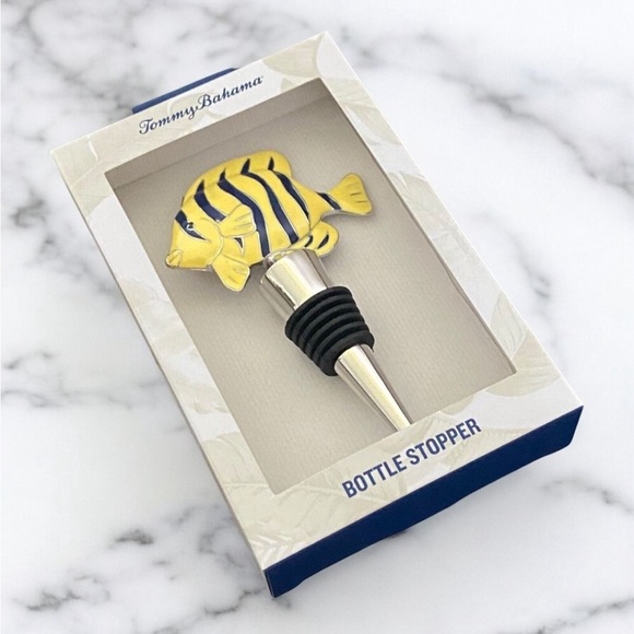 Tommy Bahama Bottle Stopper Metal Fish Yellow and Black New in Box - Picture 2 of 3